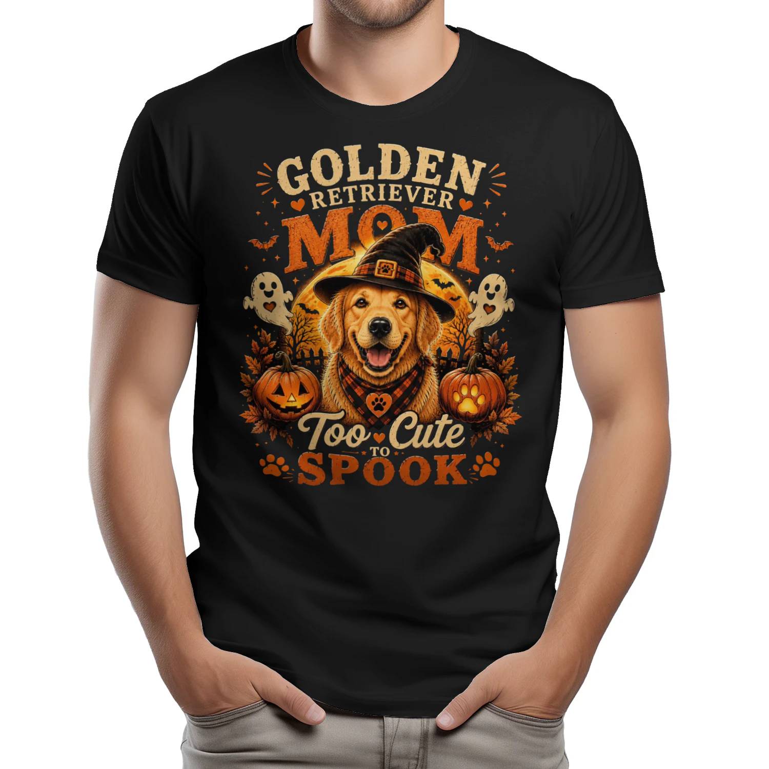 Golden Retriever Mom Too Cute To Spook Halloween Unisex T-Shirt | Cute Dog Mom Fall Shirt