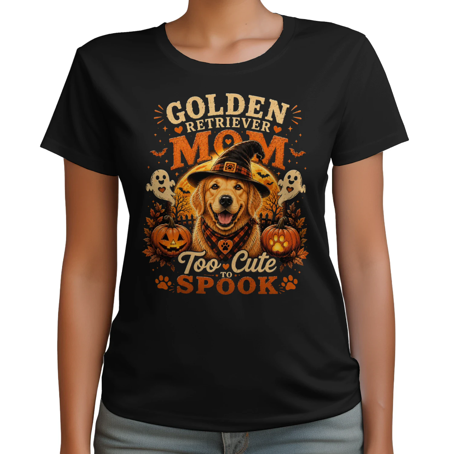 Golden Retriever Mom Too Cute To Spook Halloween Unisex T-Shirt | Cute Dog Mom Fall Shirt