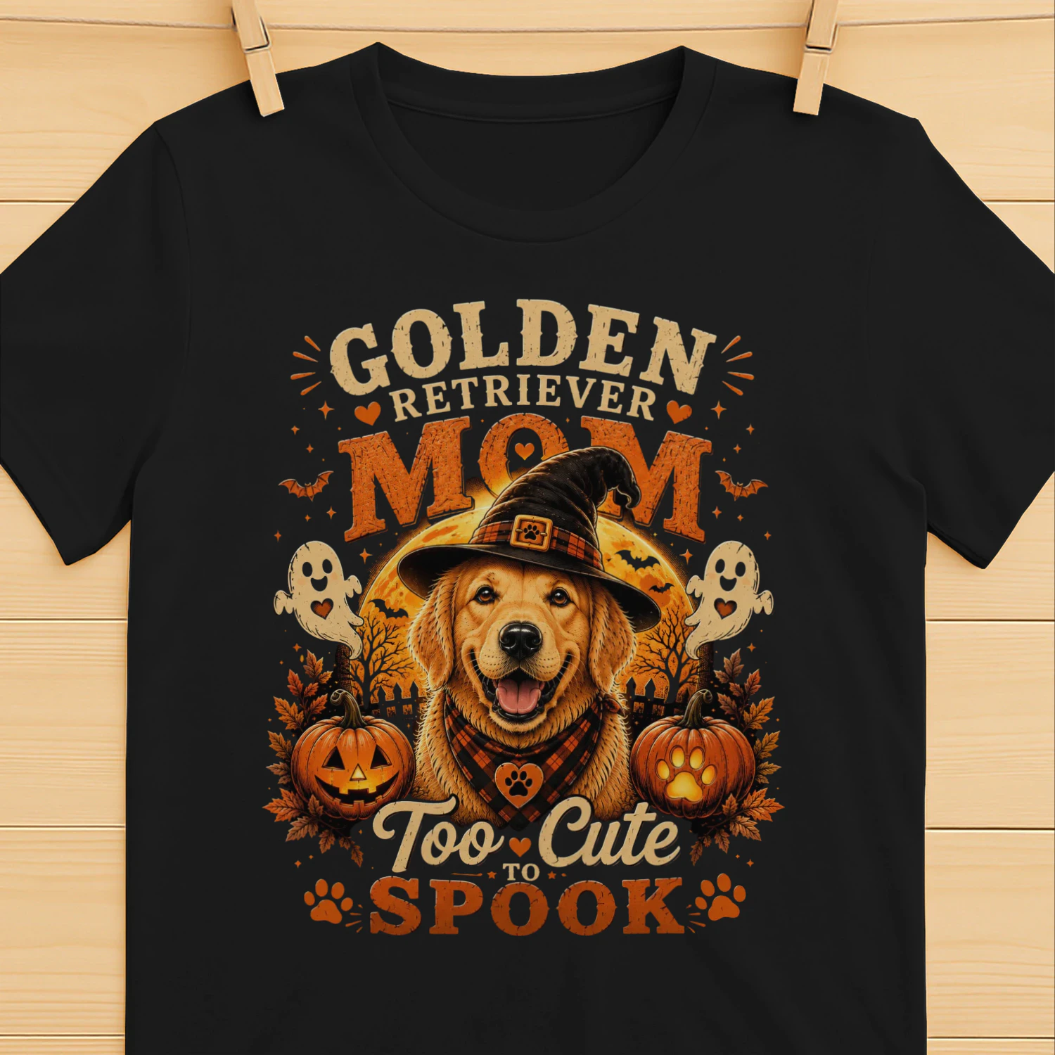 Golden Retriever Mom Too Cute To Spook Halloween Unisex T-Shirt | Cute Dog Mom Fall Shirt
