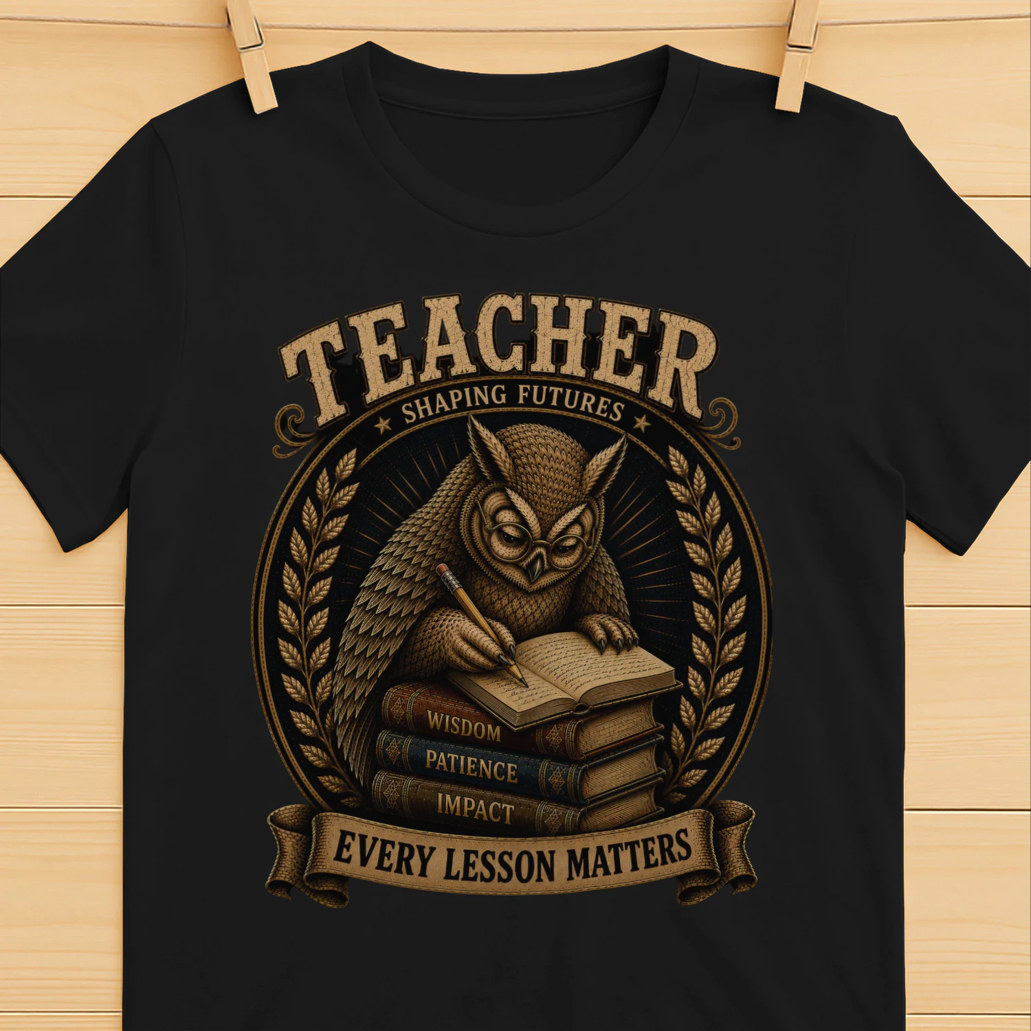 Vintage Teacher Owl T-Shirt – Shaping Futures, Wisdom, Patience, Impact, Every Lesson Matters Retro Tee, Perfect Teacher Appreciation Gift* > 