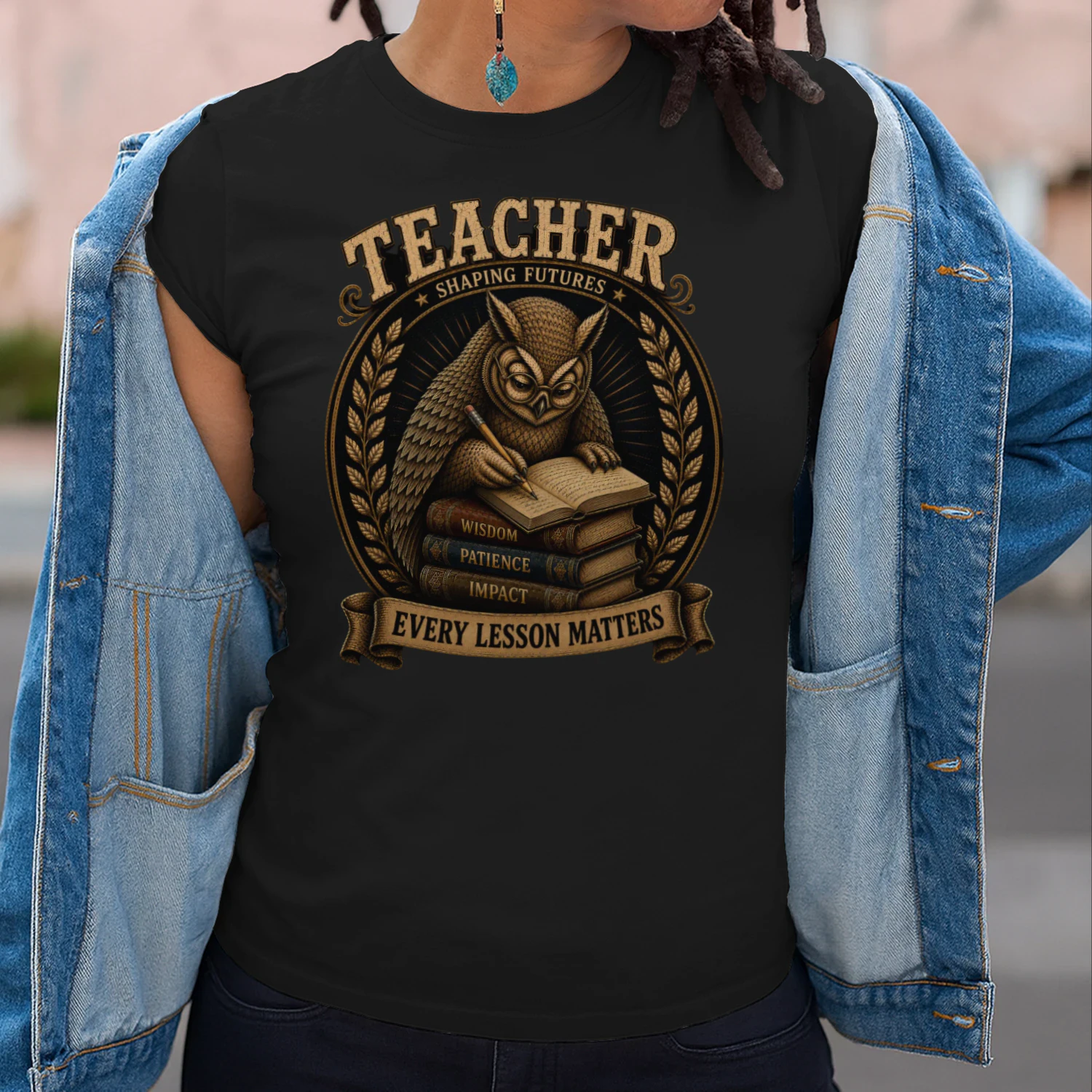 Vintage Teacher Owl T-Shirt – Shaping Futures, Wisdom, Patience, Impact, Every Lesson Matters Retro Tee, Perfect Teacher Appreciation Gift* > 