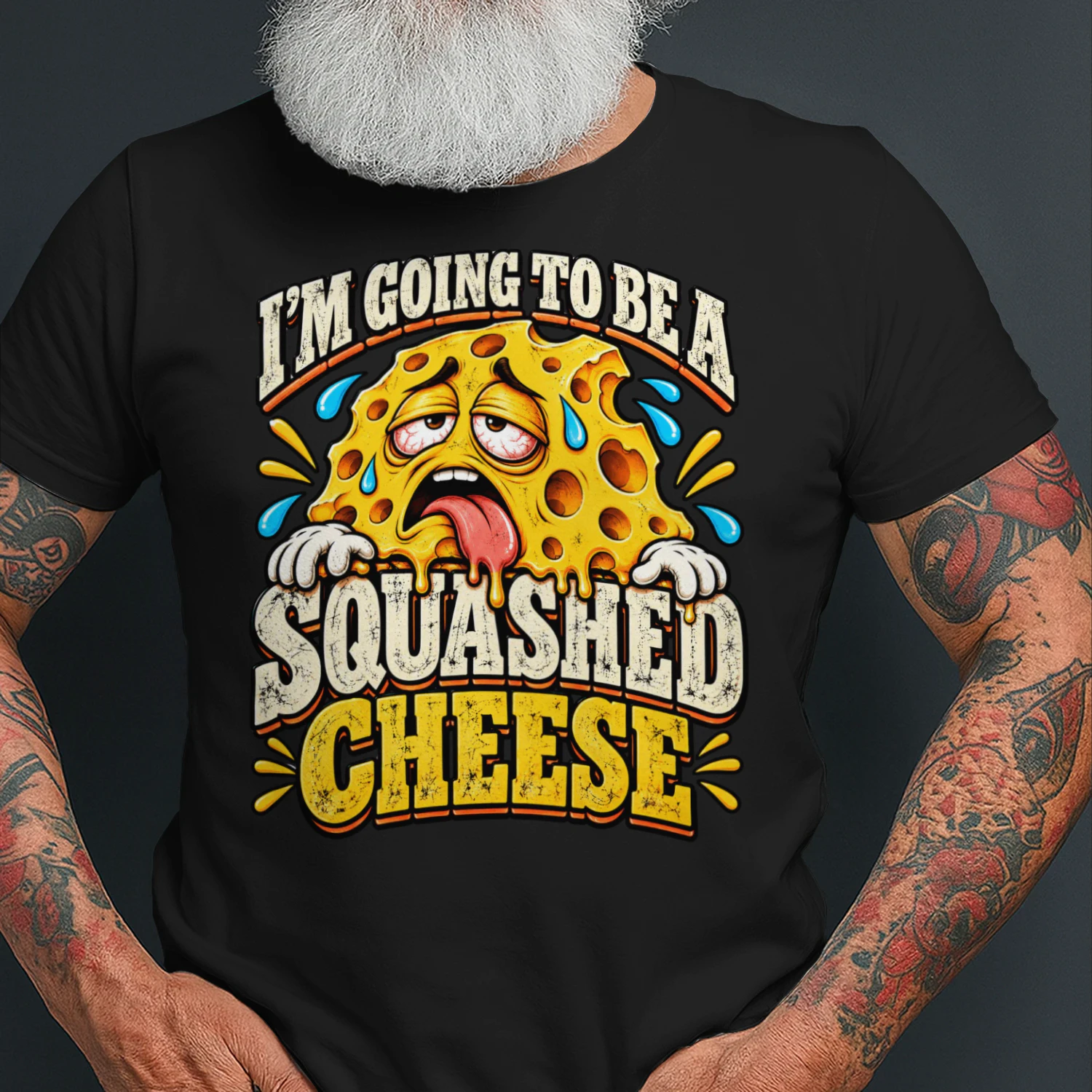 I'M GOING TO BE SQUASHED CHEESE T-Shirt | Funny Cheese Lover Food Humor Retro Kitchen Design
