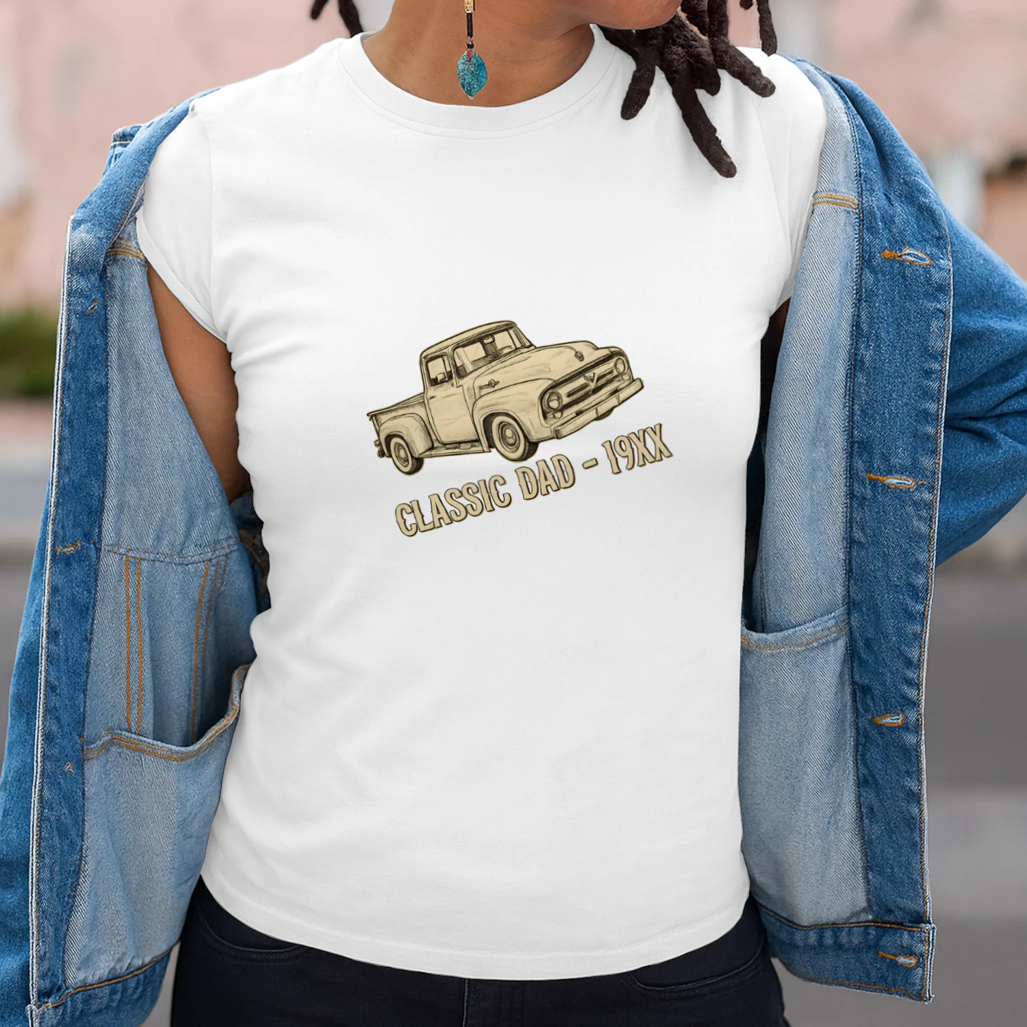 Classic Dad 19XX Women's T-Shirt | Vintage Pickup Truck Tee | Retro Classic Car Graphic Shirt | Gift for Classic Truck Lovers