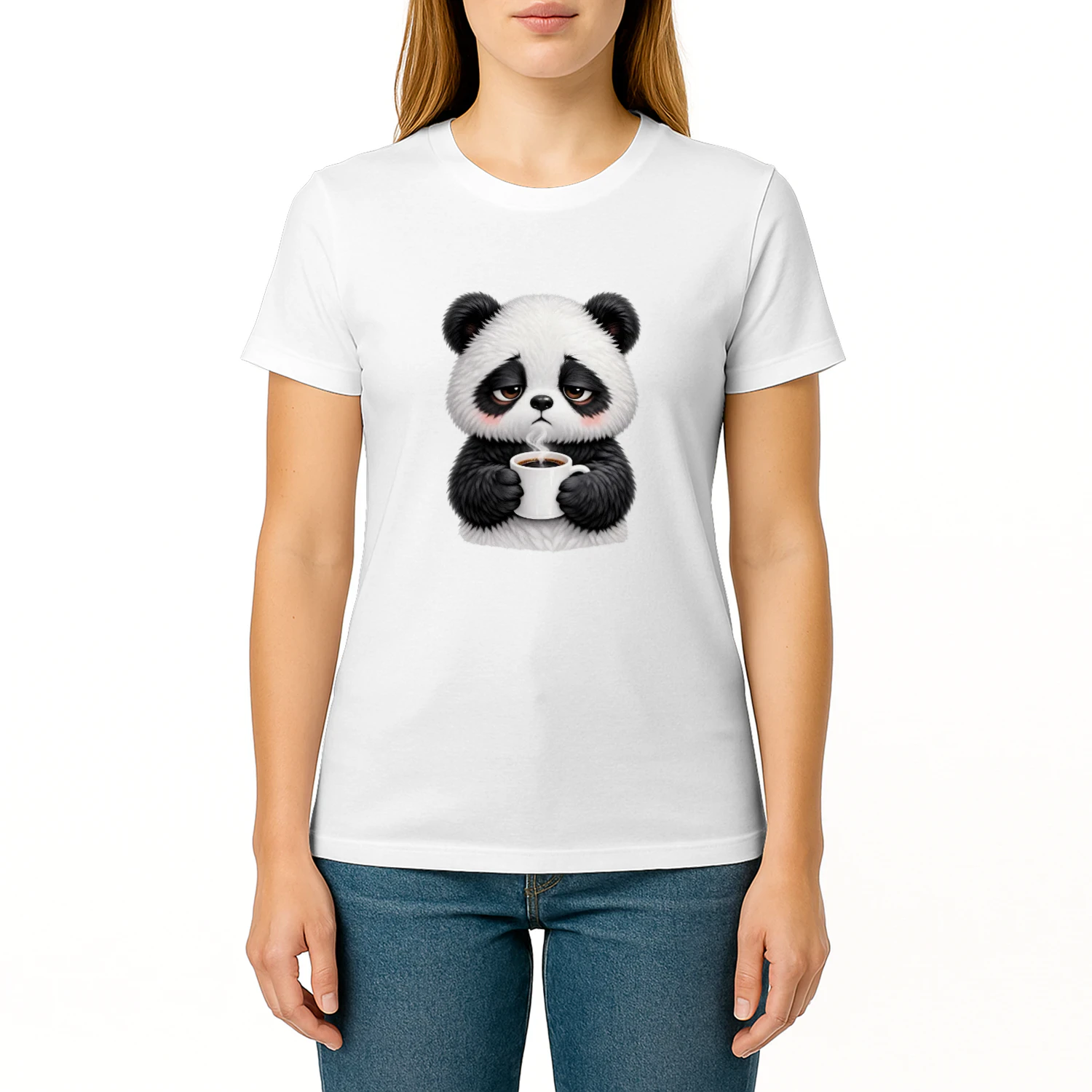 Panda Coffee Mood Classic T-Shirt | Cute Sleepy Panda Coffee Lover Tee | Funny Cozy Panda Gift