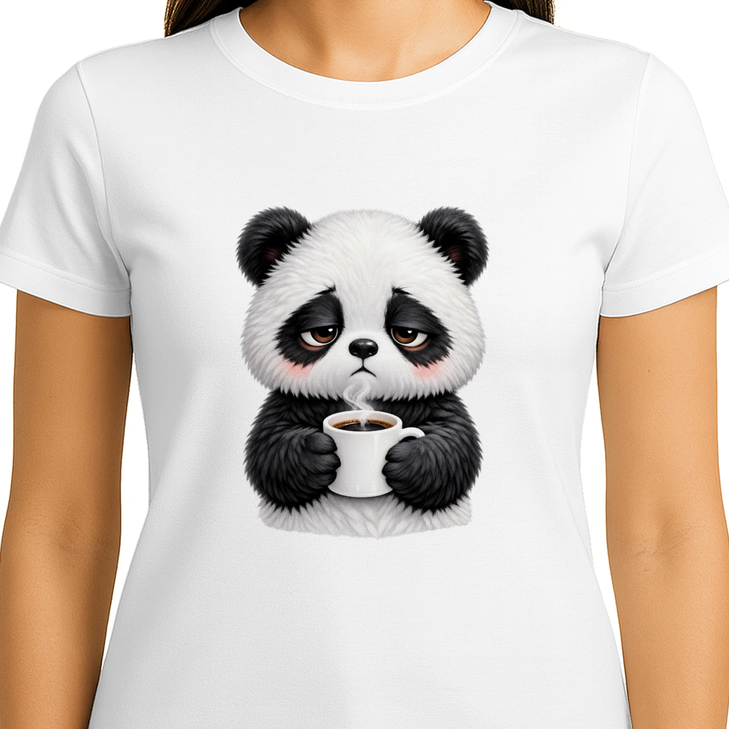 Panda Coffee Mood Classic T-Shirt | Cute Sleepy Panda Coffee Lover Tee | Funny Cozy Panda Gift
