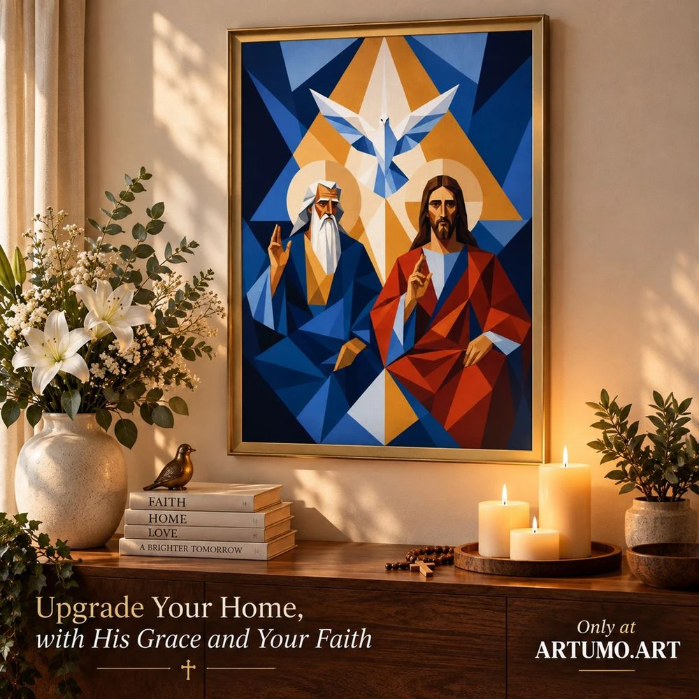 Divine Trinity — Sacred Christian Canvas| Abstract Artwork 