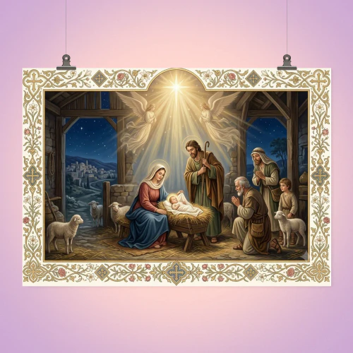 Classic Nativity Scene Matte Psoter Wall Art