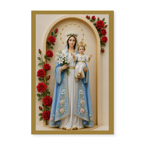 Madonna and Child — Floral Sacred Christian Canvas Art