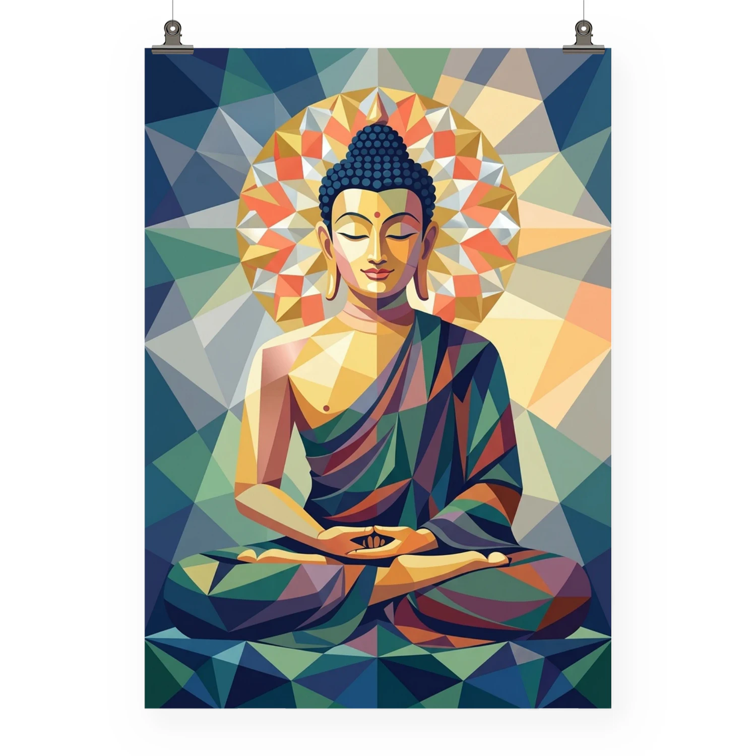 Radiant Buddha — Geometric Meditation Wall Art Poster