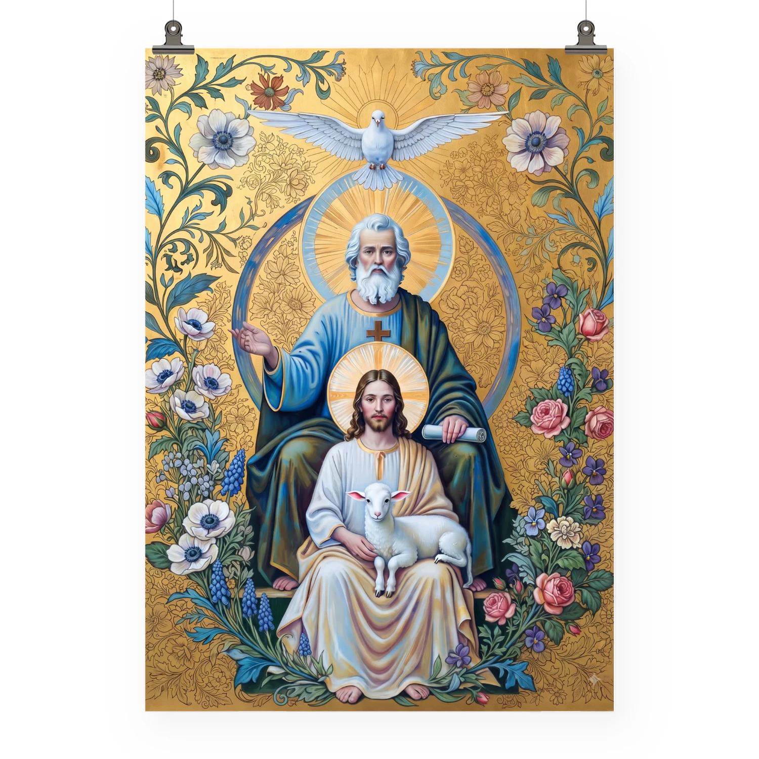 Divine Trinity — Sacred Floral Christian Artwork