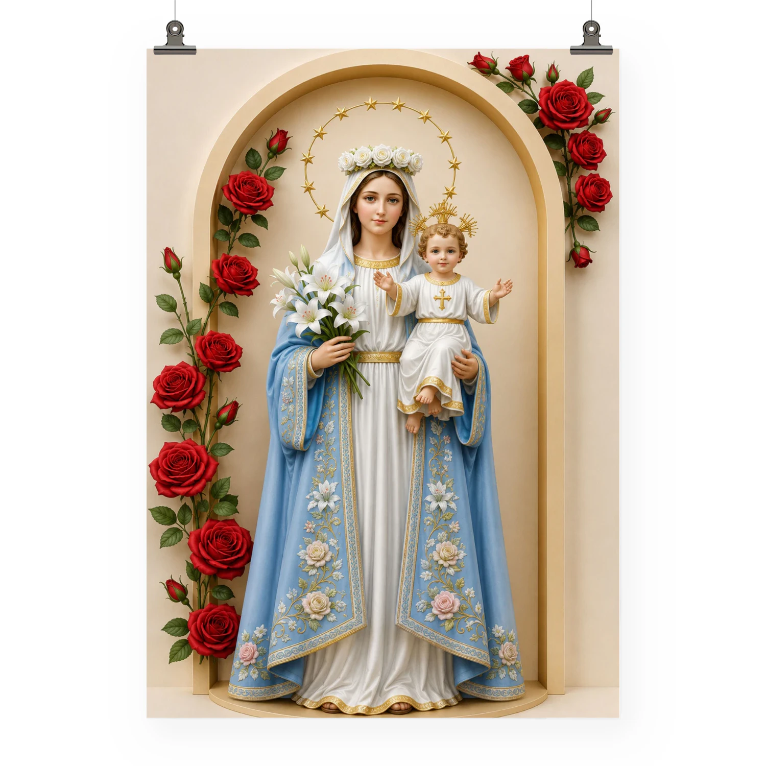 Madonna and Child — Floral Sacred Christian Art