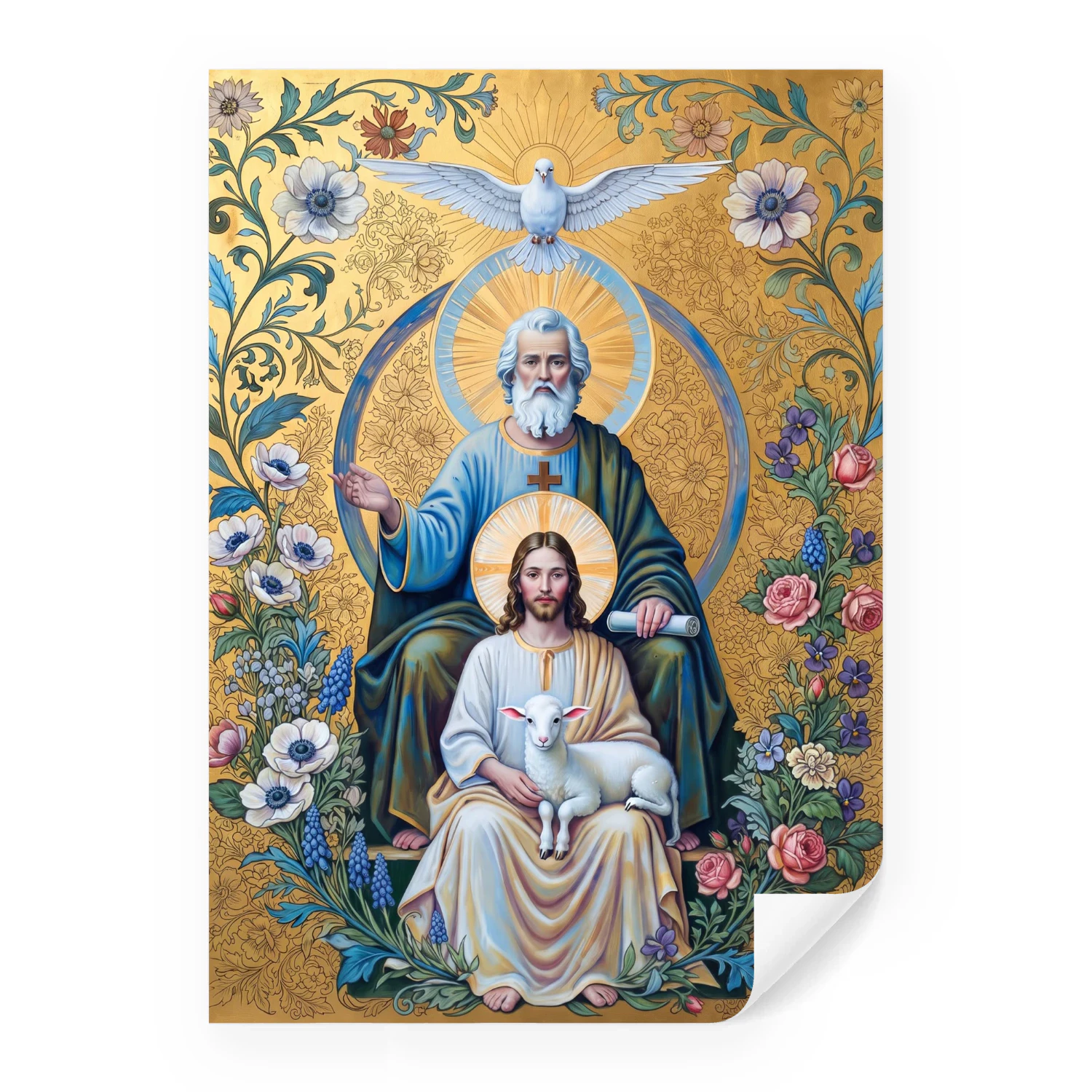 Divine Trinity — Sacred Floral Christian Artwork