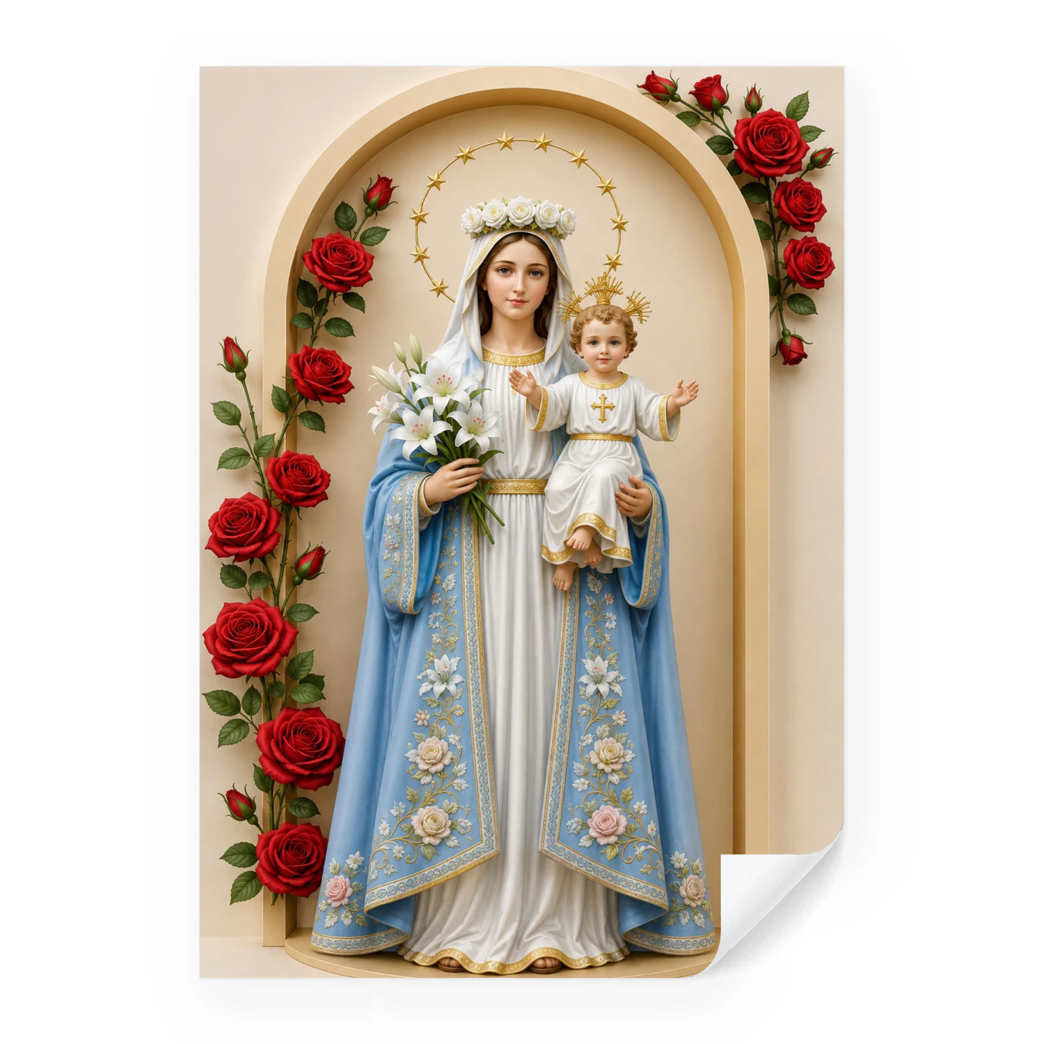 Madonna and Child — Floral Sacred Christian Art