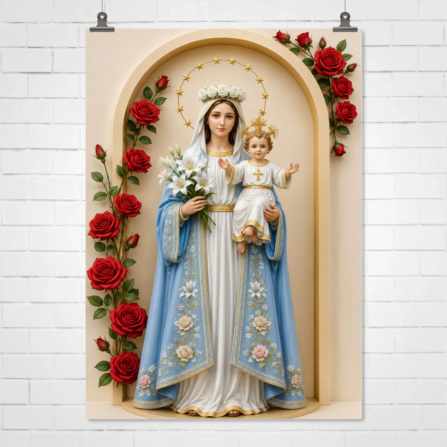 Madonna and Child — Floral Sacred Christian Art