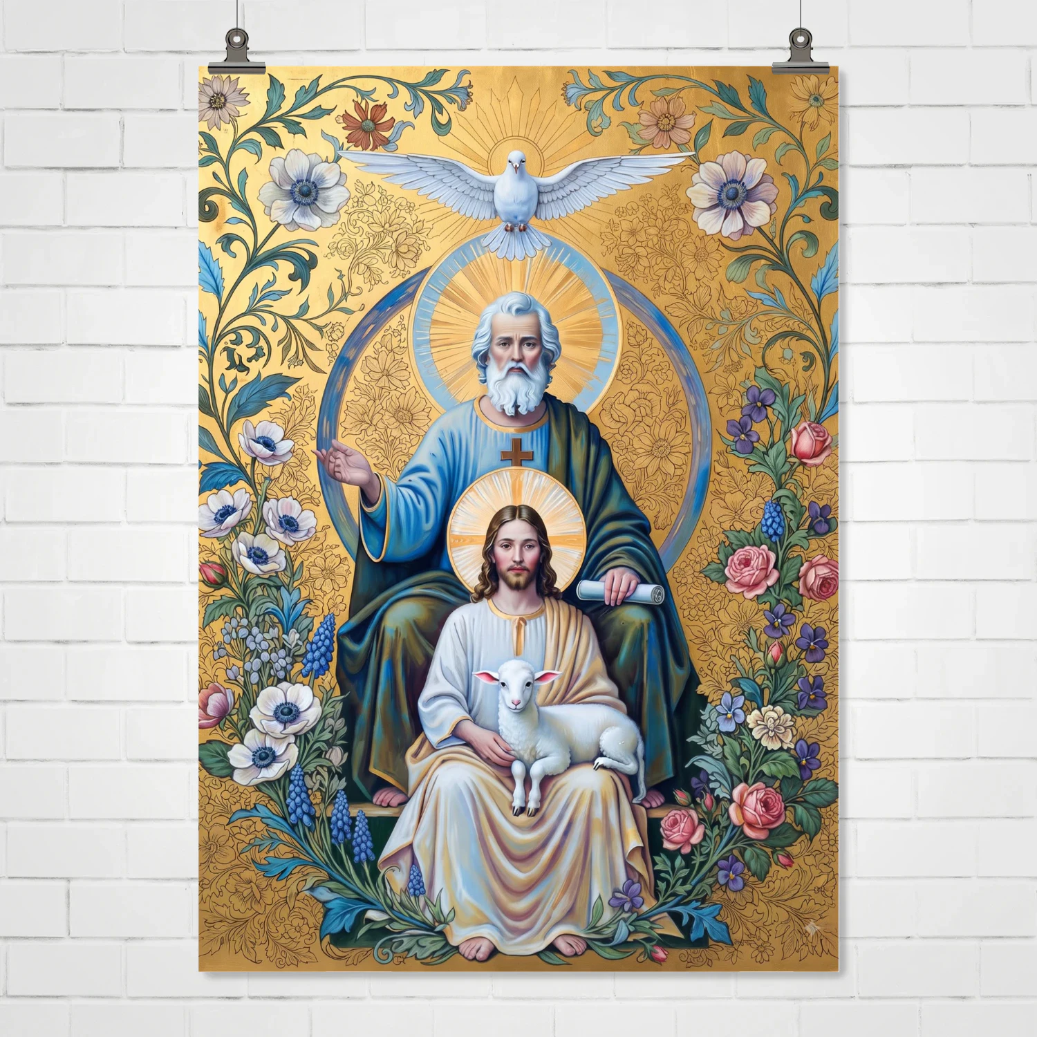 Divine Trinity — Sacred Floral Christian Artwork