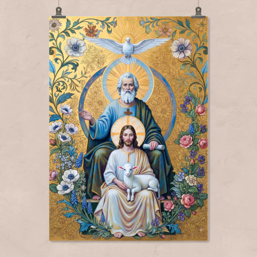 Divine Trinity — Sacred Floral Christian Artwork