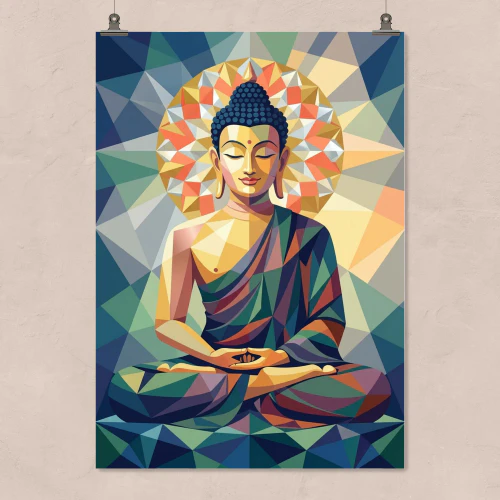 Radiant Buddha — Geometric Meditation Wall Art Poster