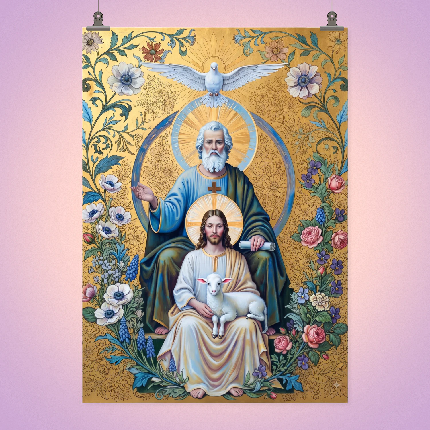 Divine Trinity — Sacred Floral Christian Artwork