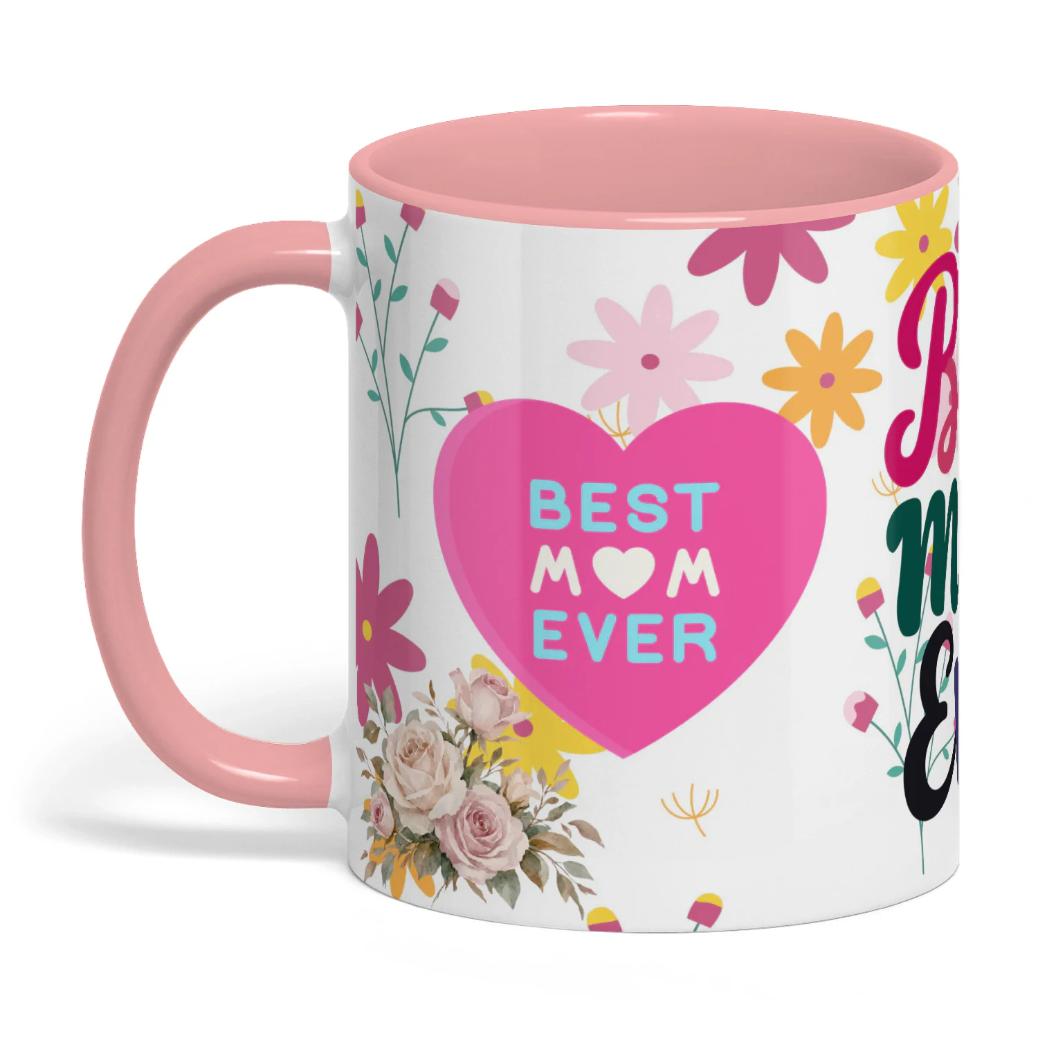 "Best Mom Ever" Coffee Mug | Heart & Soul of the Family Pink Ceramic Cup