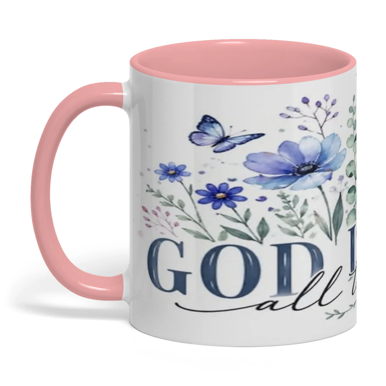 Christian Floral Coffee Mug | "God is Good all the time"