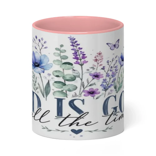 Christian Floral Coffee Mug | "God is Good all the time"