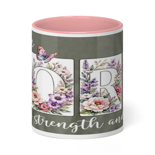 Christian Floral Coffee Mug | "The Lord is my Strength"