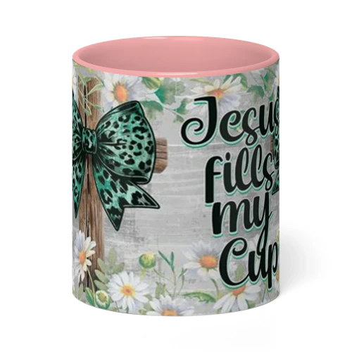 Christian Floral Coffee Mug | "Jesus Fills My Cup"