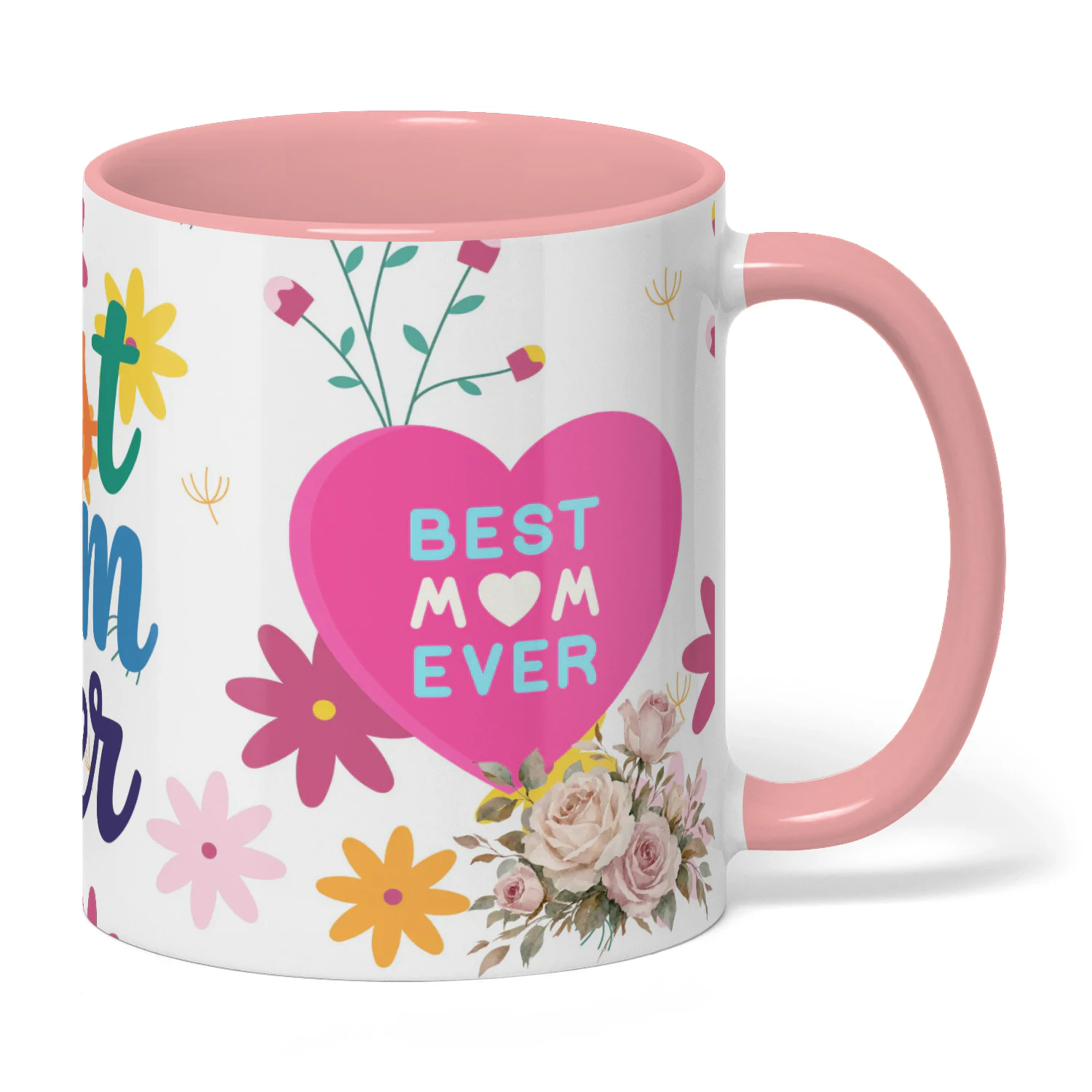 "Best Mom Ever" Coffee Mug | Heart & Soul of the Family Pink Ceramic Cup