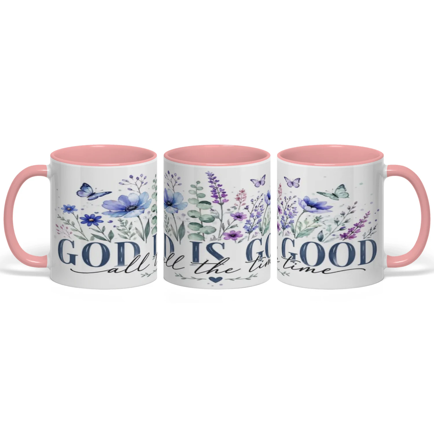 Christian Floral Coffee Mug | "God is Good all the time"