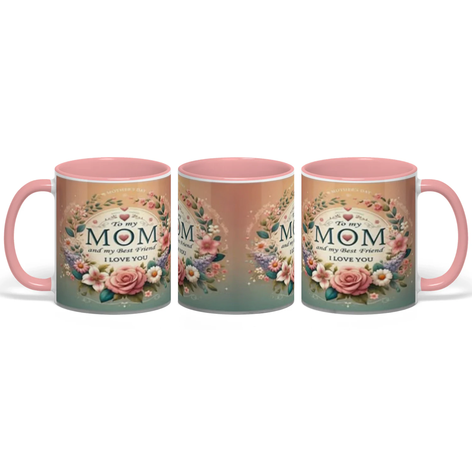 "Love You Mom/Best Friend" Floral Coffee Mug