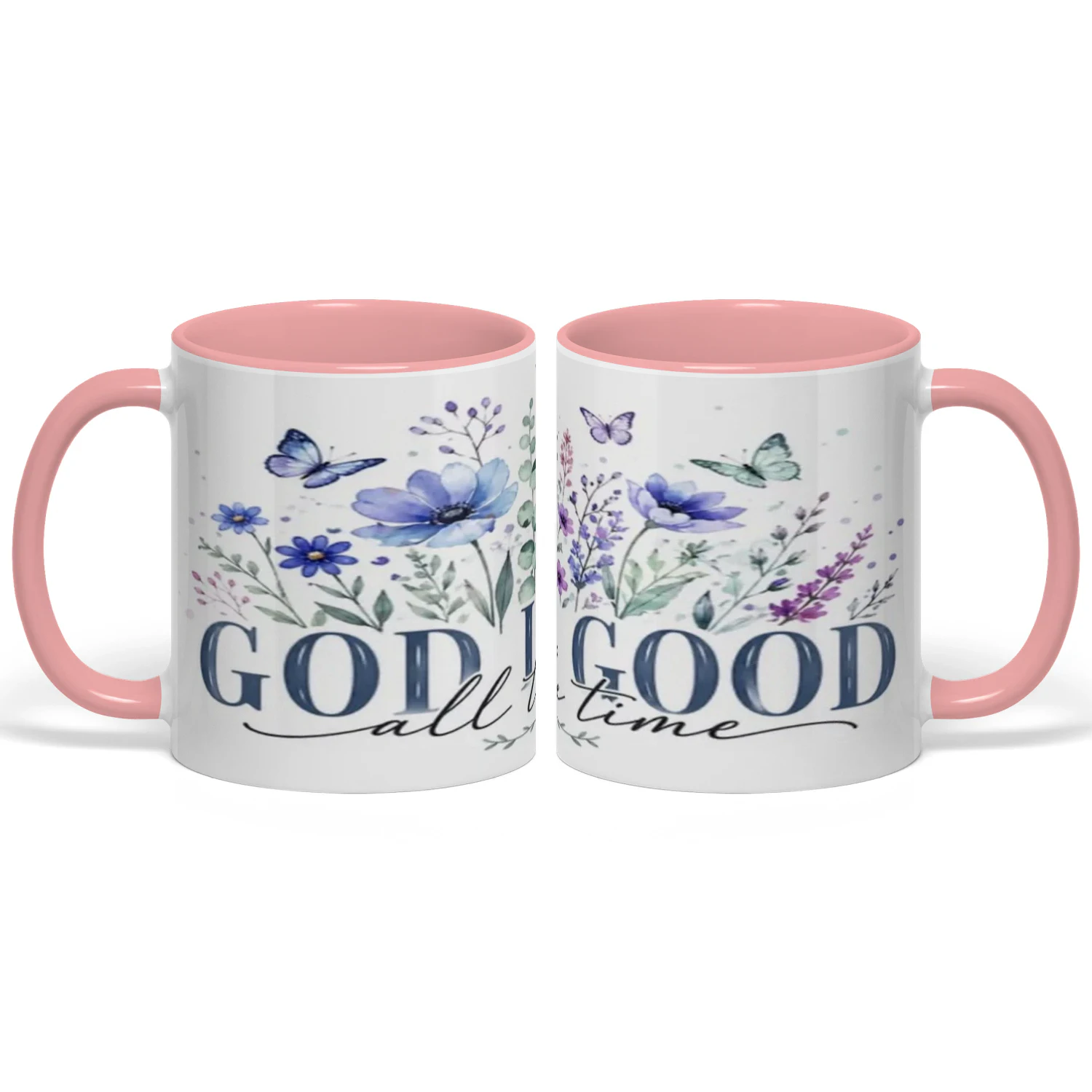 Christian Floral Coffee Mug | "God is Good all the time"