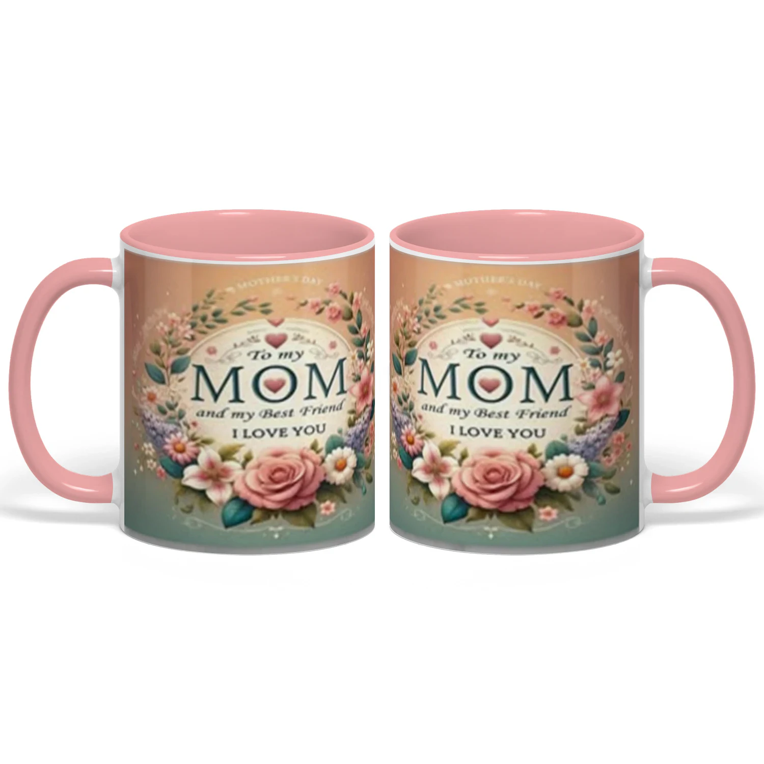 "Love You Mom/Best Friend" Floral Coffee Mug