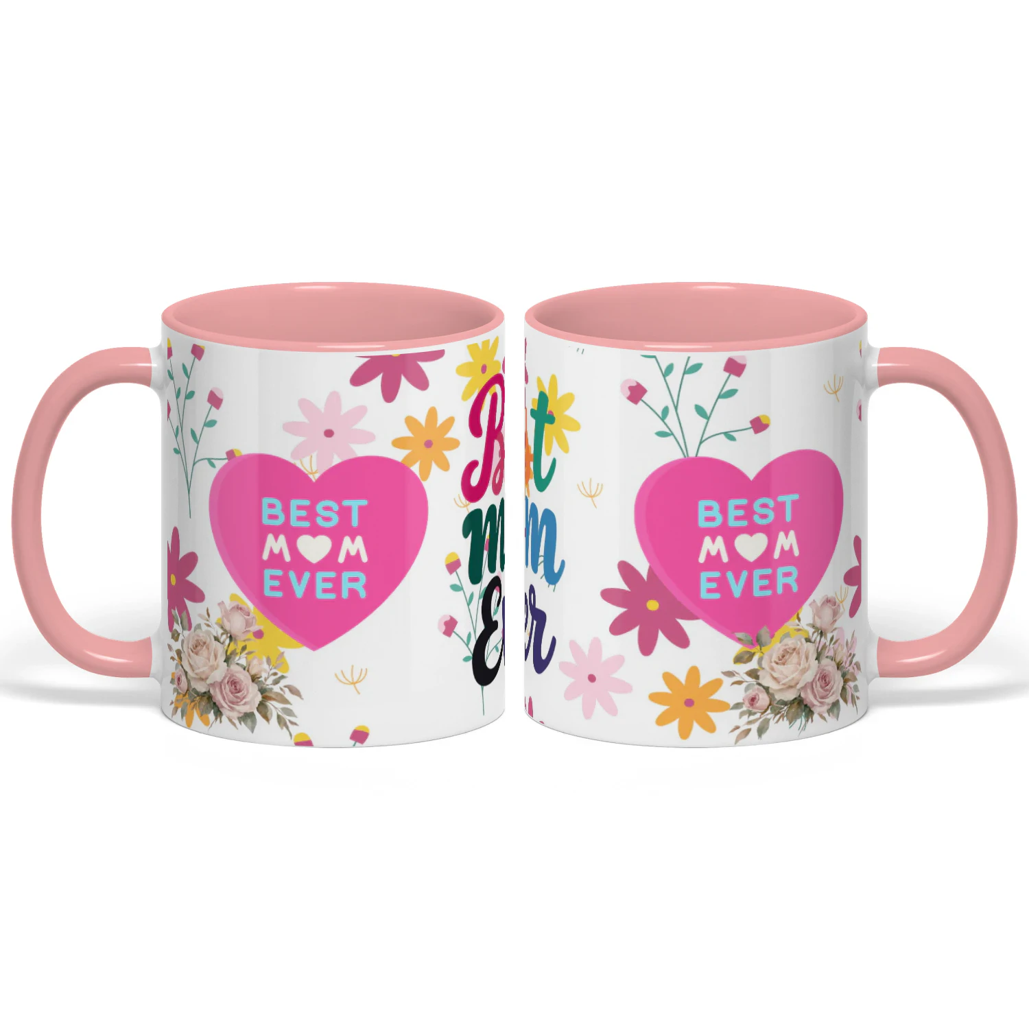 "Best Mom Ever" Coffee Mug | Heart & Soul of the Family Pink Ceramic Cup