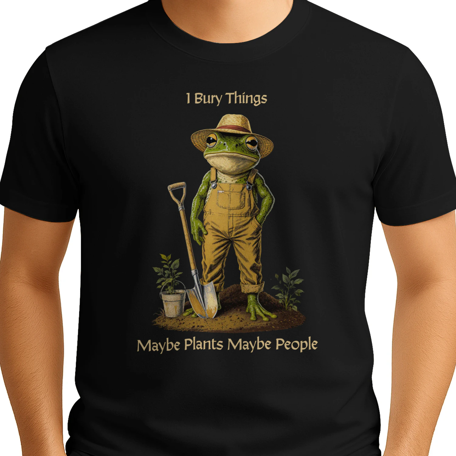 Firefly_A anthropomorphic frog character standing upright on a small mound of dirt, wearing t 710034_ffdc0a05(1)(1)