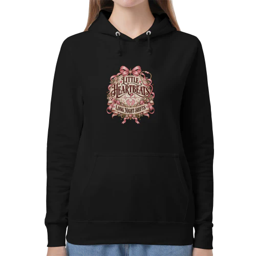 Little Heartbeats Long Night Shifts L&D Nurse Hoodie