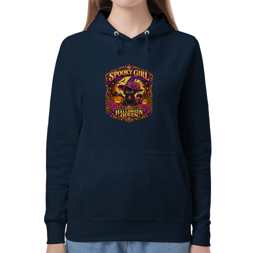 Spooky Girl Halloween Queen – Cute Black Cat Witch Hoodie
