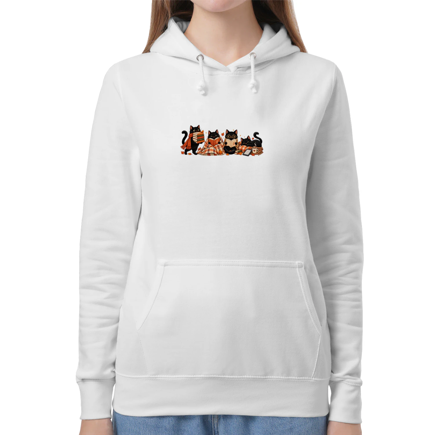 Cozy Black Cats Reading Books Autumn Book Lover T-Shirt