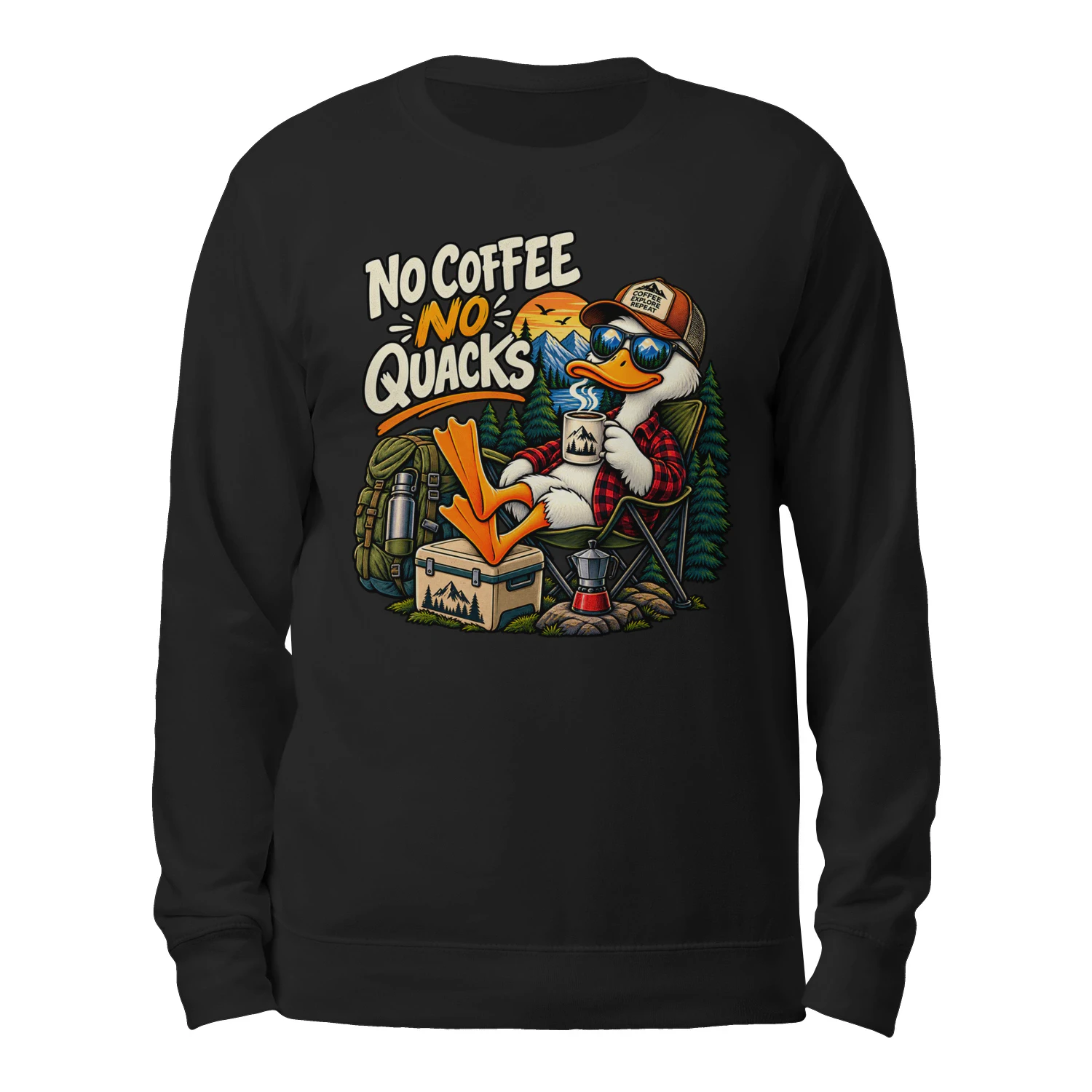 No Coffee No Quacks Funny Duck Camping Coffee Design