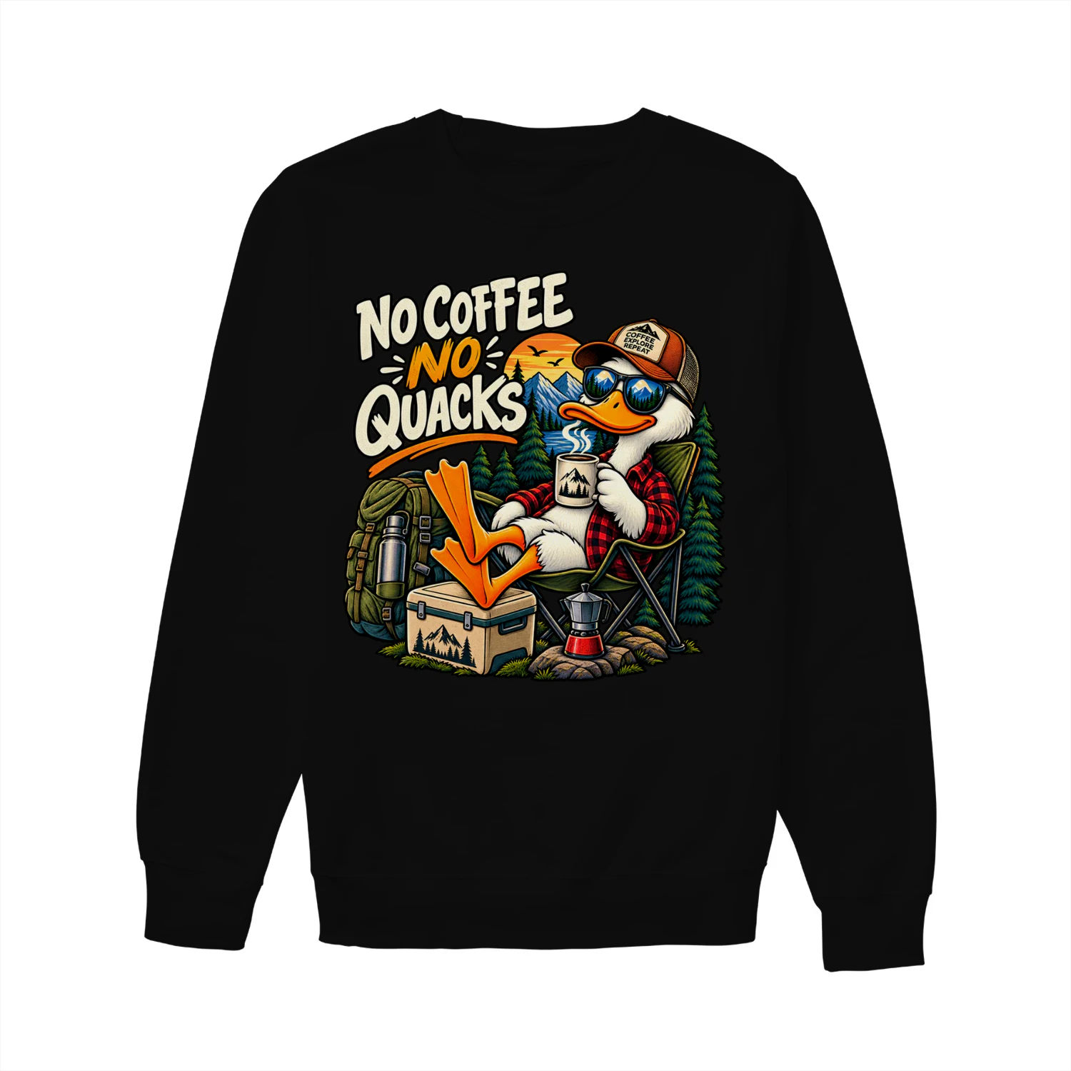 No Coffee No Quacks Funny Duck Camping Coffee Design