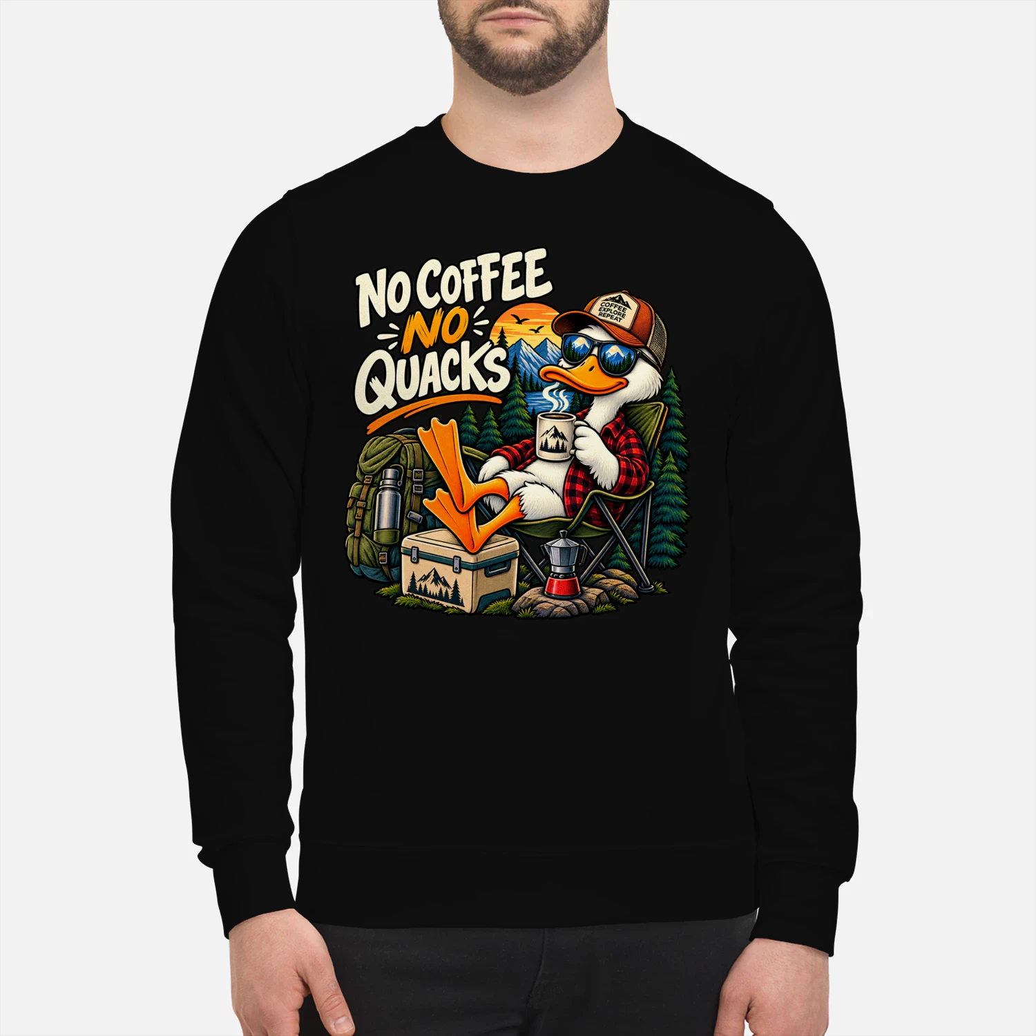 No Coffee No Quacks Funny Duck Camping Coffee Design