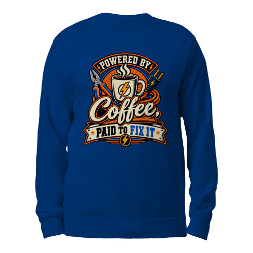 Powered by Coffee, Paid to Fix It Sweatshirt
