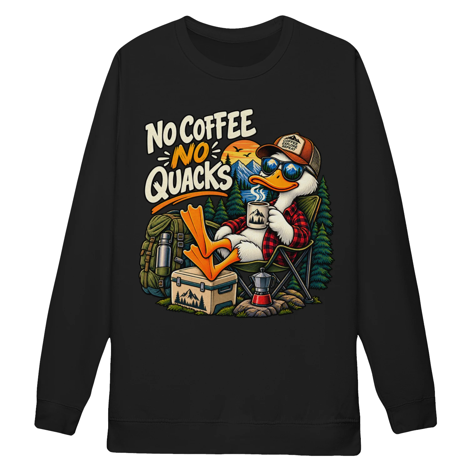 No Coffee No Quacks Funny Duck Camping Coffee Design