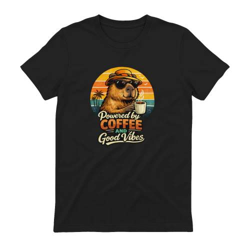 Powered by Coffee and Good Vibes Capybara Retro Vintage