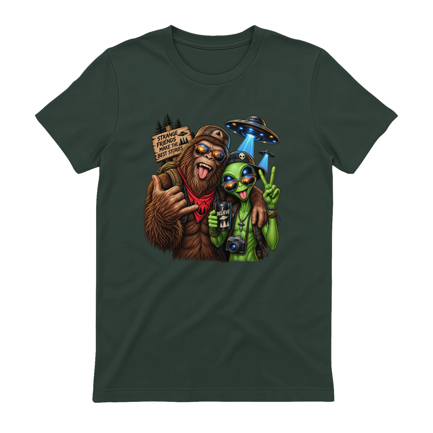 Bigfoot Alien Best Friends UFO Funny Sasquatch Alien