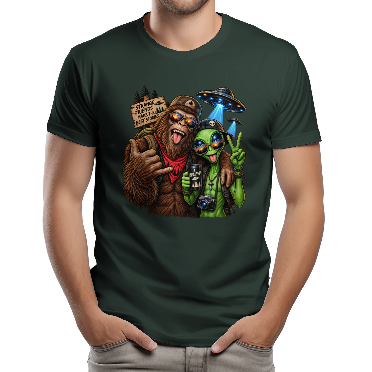 Bigfoot Alien Best Friends UFO Funny Sasquatch Alien