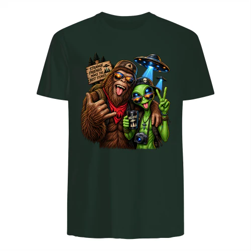 Funny Bigfoot Alien Selfie Rock On Peace Sign UFO Sasquatch 