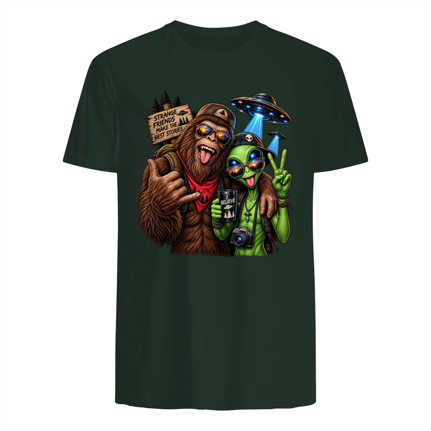 Bigfoot Alien Best Friends UFO Funny Sasquatch Alien