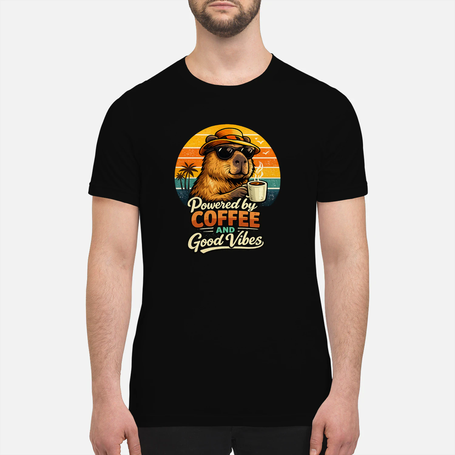 Powered by Coffee and Good Vibes Capybara Retro Vintage