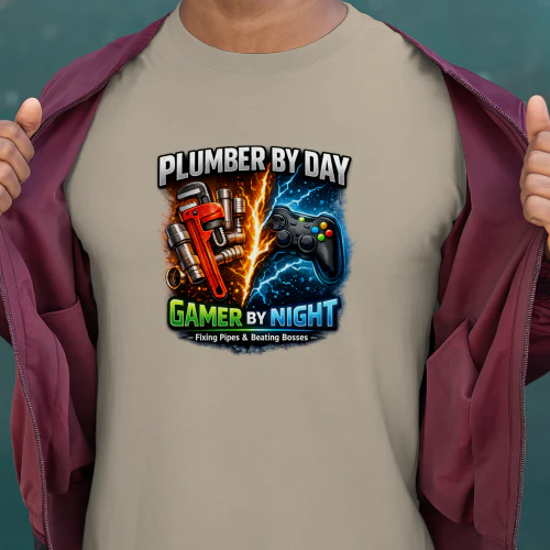 Plumber By Day, Gamer At Night, Funny Plumber Quote