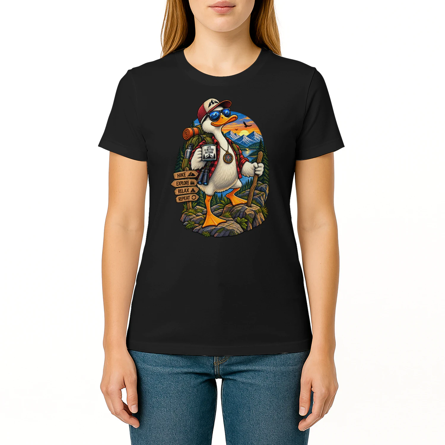 Life Is Better Outside Funny Duck Hiking Adventure Design